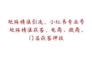 矩阵精准引流，小红书专业号矩阵精准获客，电商、微商、门店获客神技-51自学联盟