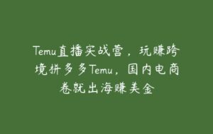 Temu直播实战营，玩赚跨境拼多多Temu，国内电商卷就出海赚美金-51自学联盟