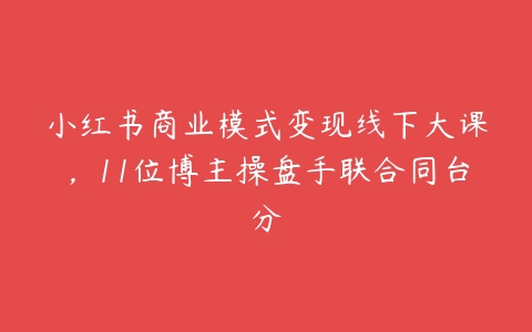 小红书商业模式变现线下大课，11位博主操盘手联合同台分百度网盘下载