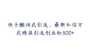 快手搬砖式引流，最新私信方式精准引流创业粉300+-51自学联盟