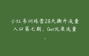 小红书训练营28天撕开流量入口第七期，Get优质流量，-51自学联盟