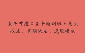 蛮牛冲撞《蛮牛特训班》龙头战法、首阴战法、选股模式-51自学联盟