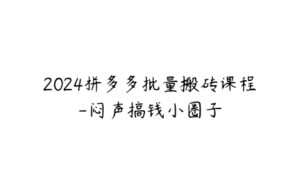 2024拼多多批量搬砖课程-闷声搞钱小圈子-51自学联盟