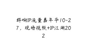 群响IP流量嘉年华10-27，现场视频+IP江湖202-51自学联盟