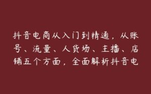 抖音电商从入门到精通，从账号、流量、人货场、主播、店铺五个方面，全面解析抖音电商核心逻辑-51自学联盟