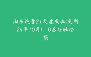 淘系运营21天速成班(更新24年10月)，0基础轻松搞-51自学联盟