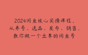 2024闲鱼核心实操课程，从养号、选品、发布、销售，教你做一个出单的闲鱼号-51自学联盟