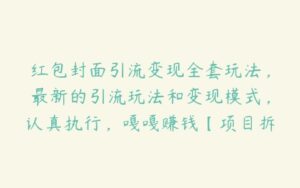 红包封面引流变现全套玩法，最新的引流玩法和变现模式，认真执行，嘎嘎赚钱【项目拆解】-51自学联盟