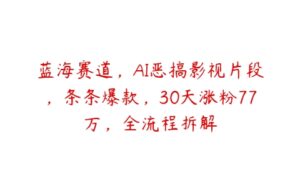 蓝海赛道，AI恶搞影视片段，条条爆款，30天涨粉77万，全流程拆解-51自学联盟