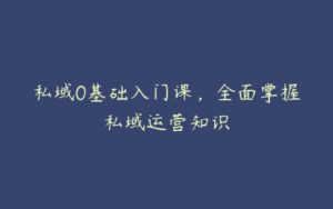 私域0基础入门课，全面掌握私域运营知识-51自学联盟