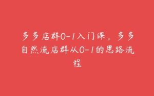 多多店群0-1入门课，多多自然流店群从0-1的思路流程-51自学联盟