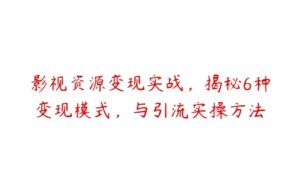 影视资源变现实战，揭秘6种变现模式，与引流实操方法-51自学联盟