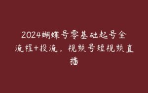 2024蝴蝶号零基础起号全流程+投流，视频号短视频直播-51自学联盟