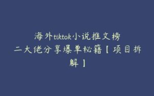 海外tiktok小说推文榜二大佬分享爆单秘籍【项目拆解】-51自学联盟