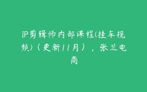 IP剪辑师内部课程(挂车视频)（更新11月），张兰电商百度网盘下载