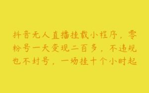 抖音无人直播挂载小程序，零粉号一天变现二百多，不违规也不封号，一场挂十个小时起步【项目拆解】-51自学联盟