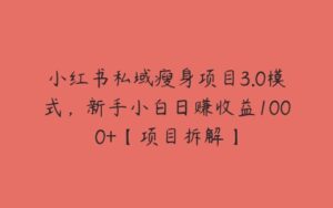 小红书私域瘦身项目3.0模式，新手小白日赚收益1000+【项目拆解】-51自学联盟