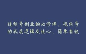 视频号创业的必修课，视频号的底层逻辑及核心，简单有效-51自学联盟