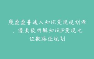 鹿盈盈普通人知识变现规划课，像素级拆解知识IP变现七位数路径规划-51自学联盟