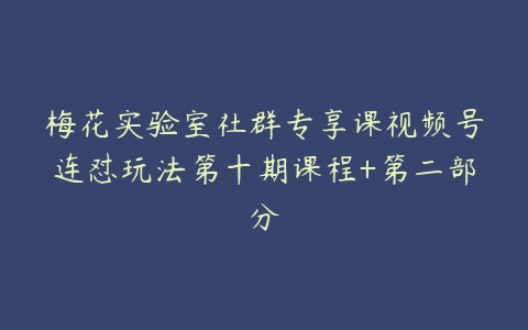 梅花实验室社群专享课视频号连怼玩法第十期课程+第二部分百度网盘下载