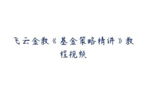 飞云金教《基金策略精讲》教程视频-51自学联盟