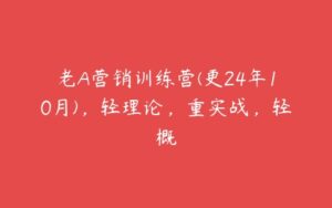 老A营销训练营(更24年10月)，轻理论，重实战，轻概-51自学联盟