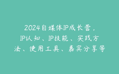 2024自媒体IP成长营，IP认知、IP技能、实践方法、使用工具、嘉宾分享等百度网盘下载