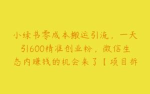 小绿书零成本搬运引流，一天引600精准创业粉，微信生态内赚钱的机会来了【项目拆解】-51自学联盟