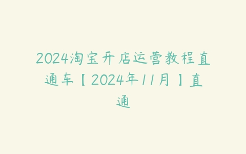 2024淘宝开店运营教程直通车【2024年11月】直通-51自学联盟