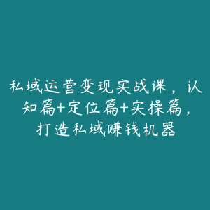 私域运营变现实战课，认知篇+定位篇+实操篇，打造私域赚钱机器-51自学联盟