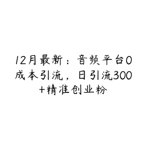 12月最新：音频平台0成本引流，日引流300+精准创业粉-51自学联盟