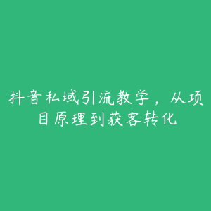 抖音私域引流教学，从项目原理到获客转化-51自学联盟