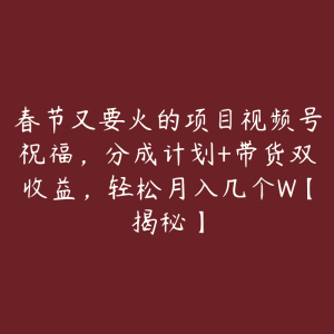 春节又要火的项目视频号祝福，分成计划+带货双收益，轻松月入几个W【揭秘】-51自学联盟