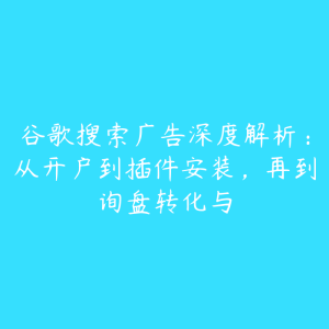 谷歌搜索广告深度解析：从开户到插件安装，再到询盘转化与-51自学联盟