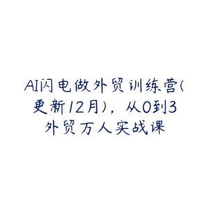 AI闪电做外贸训练营(更新12月)，从0到3外贸万人实战课-51自学联盟