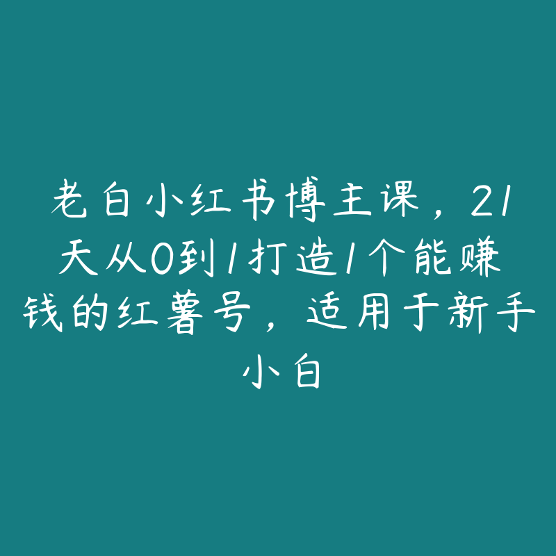 老白小红书博主课，21天从0到1打造1个能赚钱的红薯号，适用于新手小白-51自学联盟