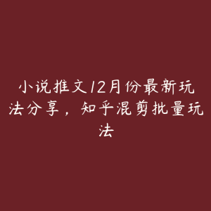 小说推文12月份最新玩法分享，知乎混剪批量玩法-51自学联盟