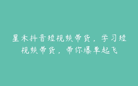 星禾抖音短视频带货，学习短视频带货，带你爆单起飞百度网盘下载