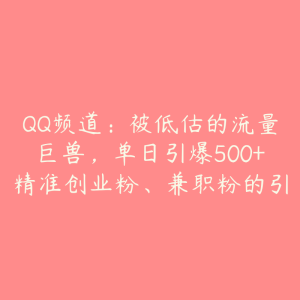 QQ频道：被低估的流量巨兽，单日引爆500+精准创业粉、兼职粉的引流秘籍-51自学联盟