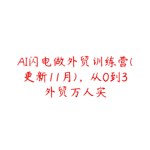 AI闪电做外贸训练营(更新11月)，从0到3外贸万人实-51自学联盟