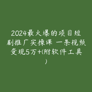 2024最火爆的项目短剧推广实操课 一条视频变现5万+(附软件工具)-51自学联盟