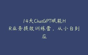 14天ChatGPT赋能HR业务提效训练营，从小白到应-51自学联盟