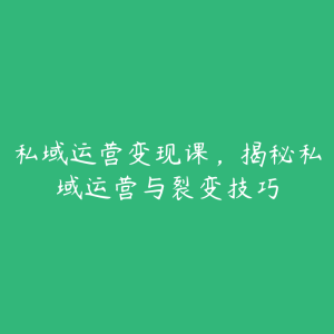 私域运营变现课，揭秘私域运营与裂变技巧-51自学联盟