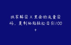 独家解密 X 里面的流量密码，复制粘贴轻松日引100+-51自学联盟