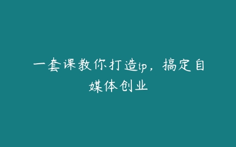 一套课教你打造ip，搞定自媒体创业百度网盘下载