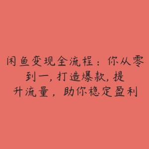 闲鱼变现全流程：你从零到一, 打造爆款, 提升流量，助你稳定盈利-51自学联盟