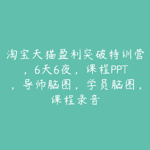 淘宝天猫盈利突破特训营，6天6夜，课程PPT，导师脑图，学员脑图，课程录音-51自学联盟