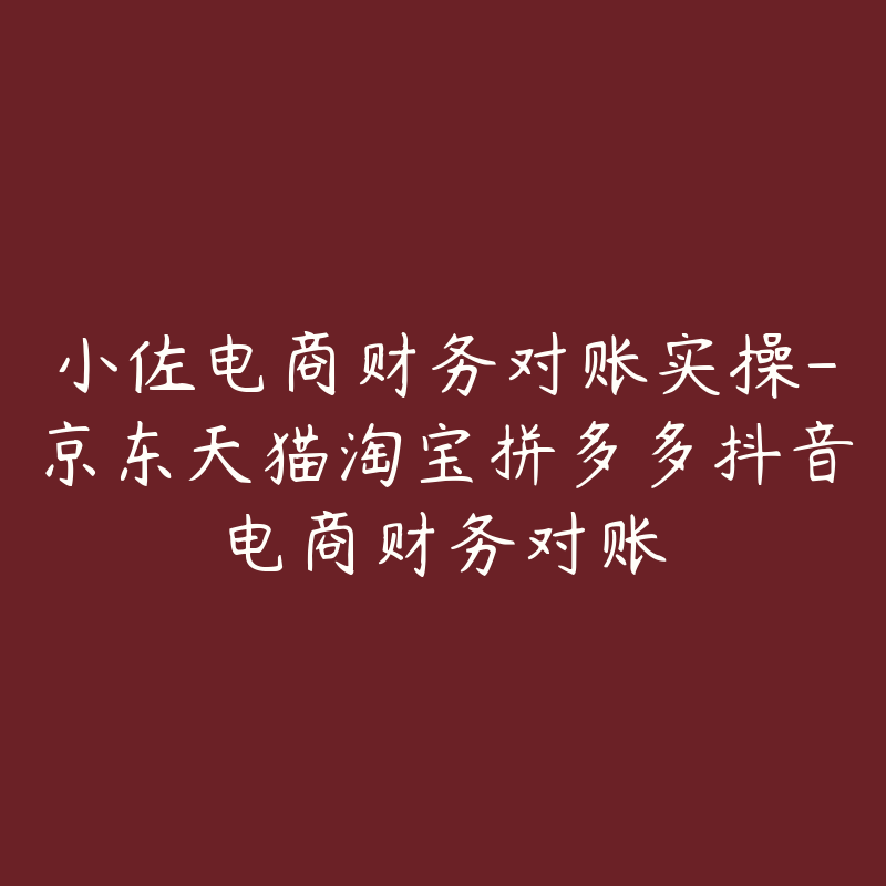 小佐电商财务对账实操-京东天猫淘宝拼多多抖音电商财务对账-51自学联盟