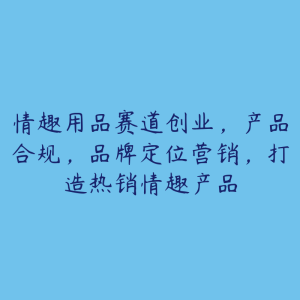 情趣用品赛道创业，产品合规，品牌定位营销，打造热销情趣产品-51自学联盟