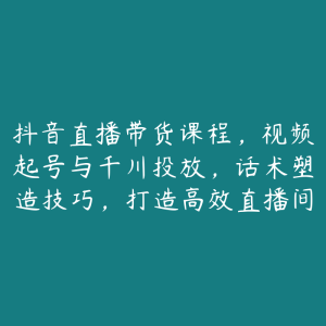 抖音直播带货课程，视频起号与千川投放，话术塑造技巧，打造高效直播间-51自学联盟